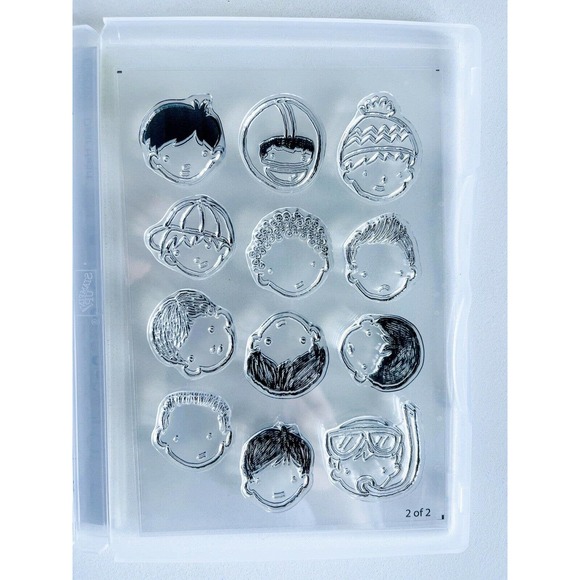 Stampin Up DEAR HEART Little Boy Kids Sports Rubber Stamp Set Used - Picture 5 of 9